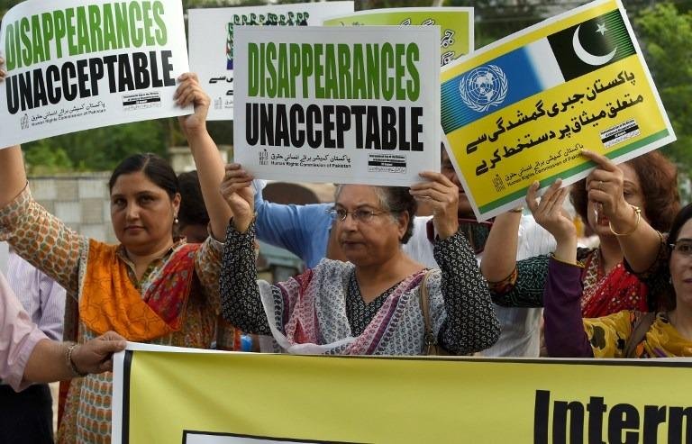 People protesting against Enforced Disappearances by Pakistan Army in violation of Human Rights