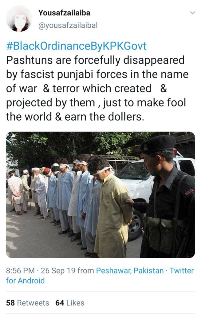 Pakistan Murderer of Muslims: Hypocrisy and Duplicity of Pakistan Exposed: A tweet by a Pashtun