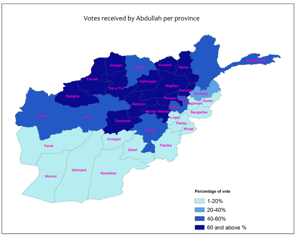 Afghan Election Preliminary Results: Votes Received by Abdullah per province