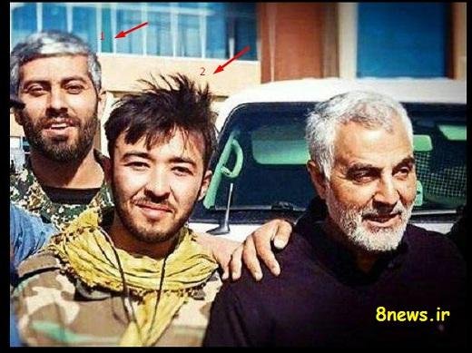 Soleimani’s Curse: Soleimani with Nader Hamidi and Mehdi Saberi, senior commander in Iran-backed Afghani militia Fatemiyoun, killed in Syria on February 21, 2015 