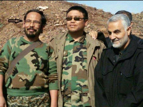 Soleimani’s Curse: Soleimani with one of the founders of Iran-backed Fatemiyoun militia, Reza Khaveri (L), killed in Syria’s Aleppo on October 24 and Fatemiyoun militia Ali-Reza Tavasolli (M), killed in Syria’s Dara’a region on March 2, 2015 